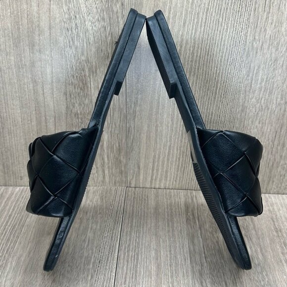 Billini Sandals Womens Size 7 Felix Woven Slip On Flat Slides Synthetic Black - Picture 8 of 11